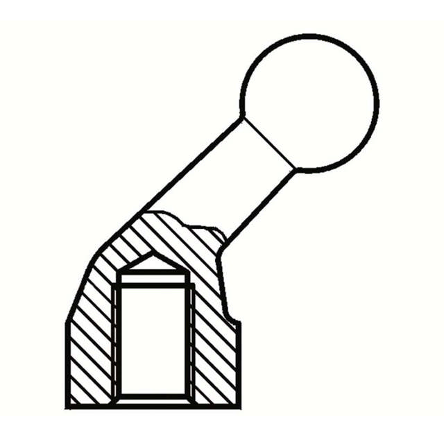 Point fixe à boule avec taraudage, coudé 45°