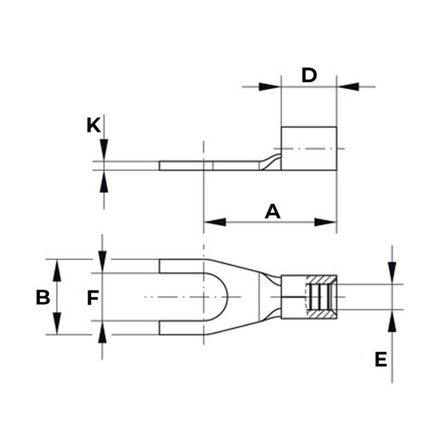 Souliers de câble en fourche soudées, Cu
