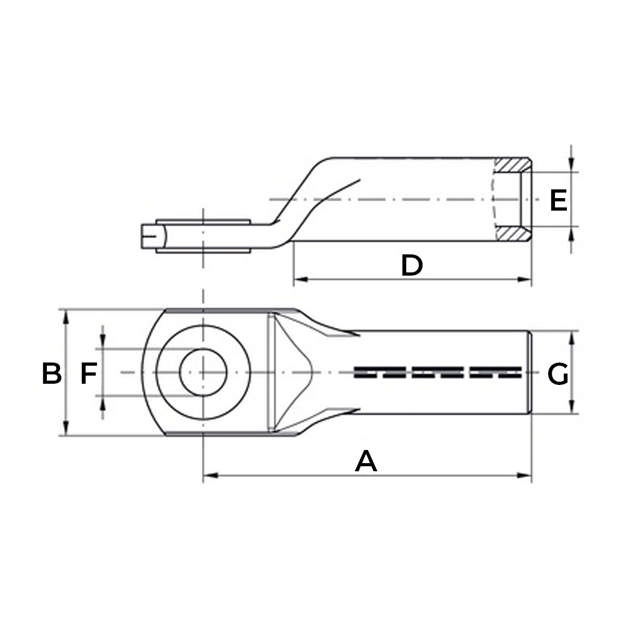 Souliers de câble bi-métal avec œillet Cu, Al/Cu