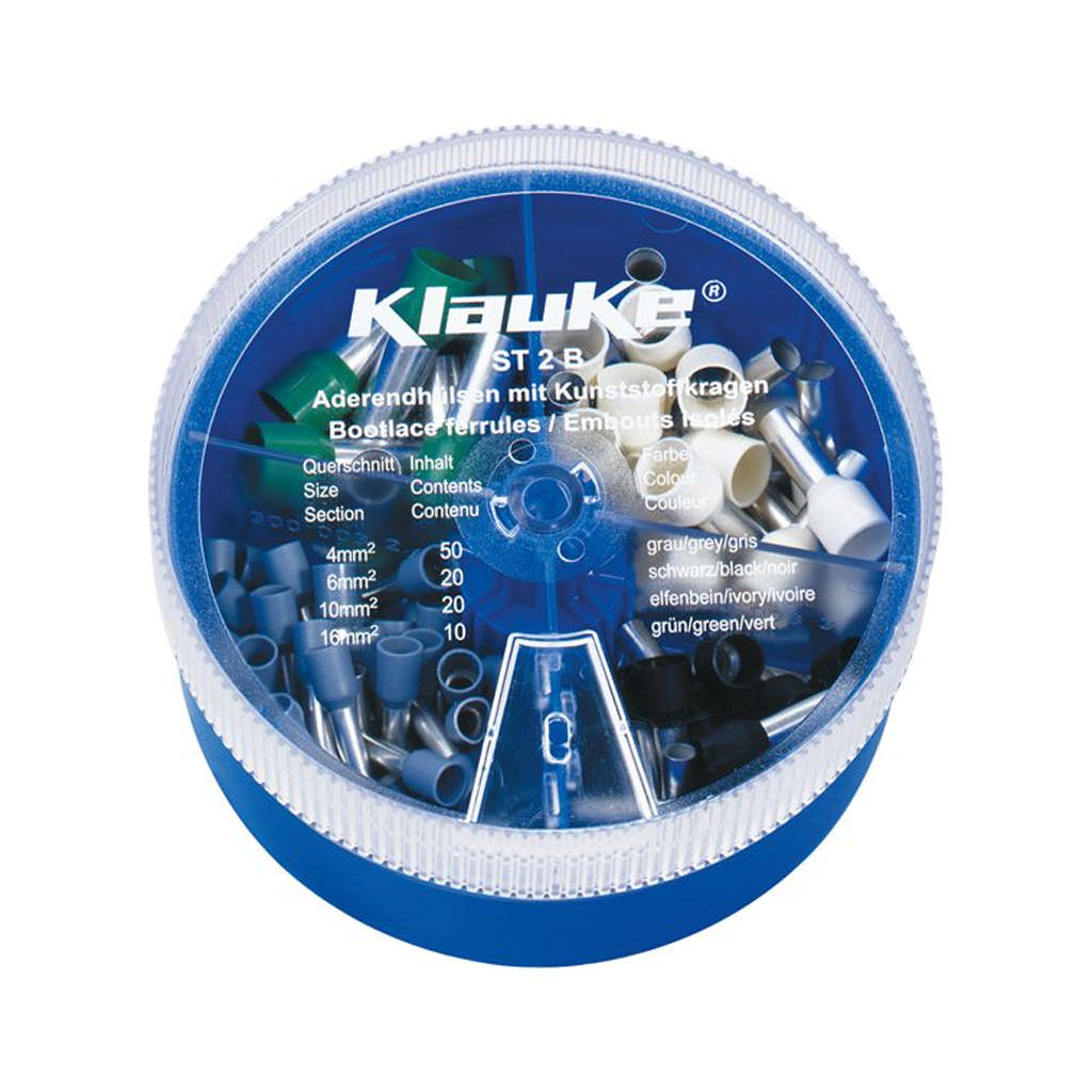 ST2B - Assortiment de douilles isolées 4 - 16mm², DIN 46228, couleurs Allemand
