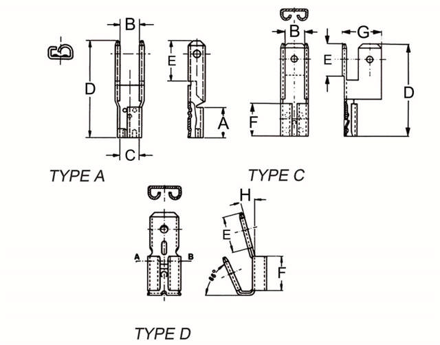 Fiches plates mâles avec branche