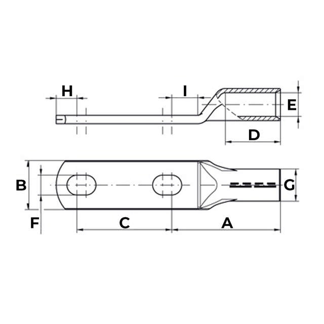 Souliers de câble DIN avec 2 trous de fixation, Cu