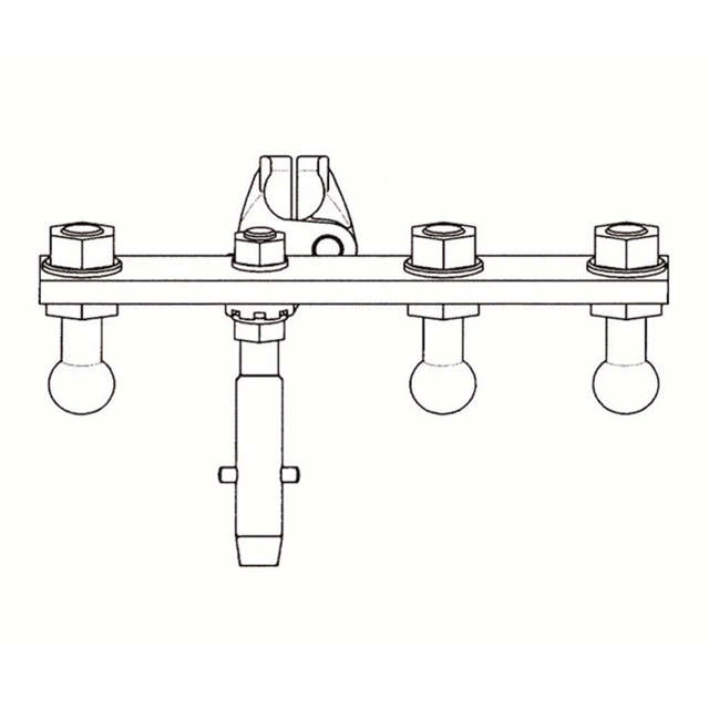 Barre de terre en cuivre avec trois goujons à rotule Ø 25 mm