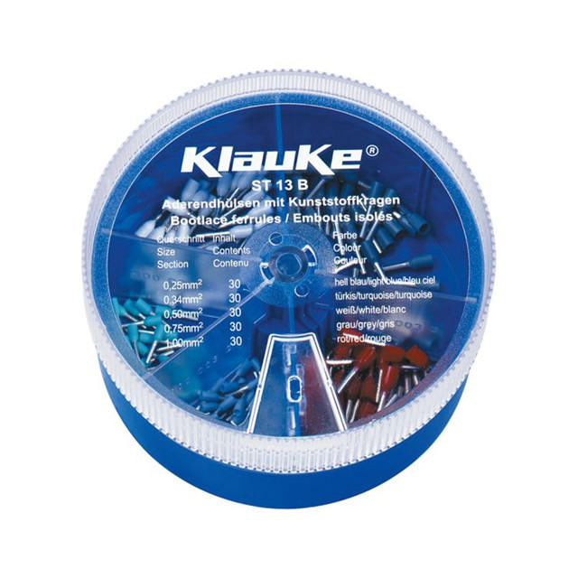 ST13B - Assortiment de douilles isolées 0.25 - 1mm², DIN 46228, couleurs Allemand