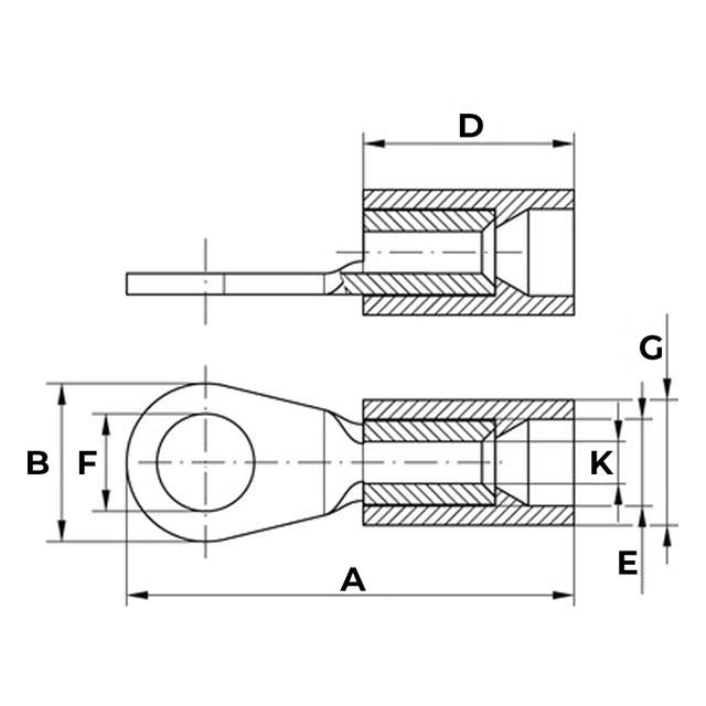 Souliers de câble soudées isolées, Cu