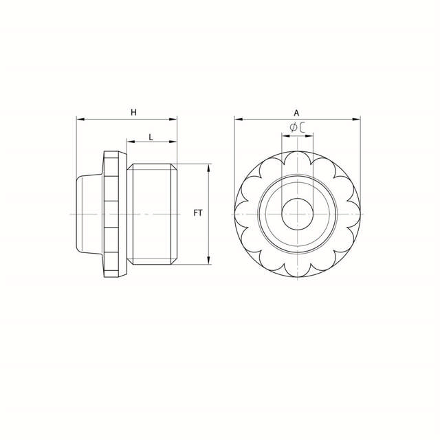 Manchons de torsion fermés, filetage PG
