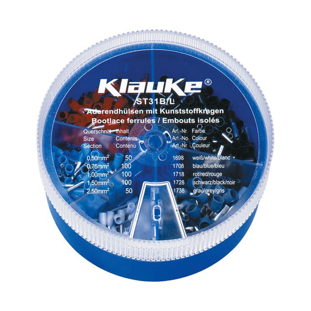 ST31B - Assortiment de douilles isolées 0.5 - 2.5mm², DIN 46228, couleurs Français