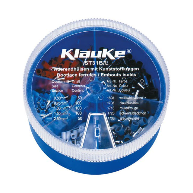 ST31B - Assortiment de douilles isolées 0.5 - 2.5mm², DIN 46228, couleurs Français