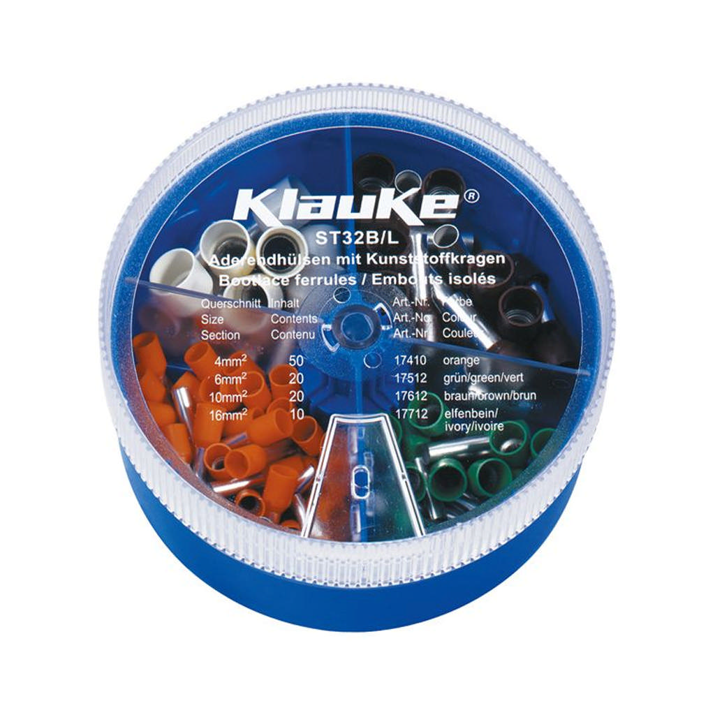 ST32B - Assortiment de douilles isolées 4 - 16mm², DIN 46228, couleurs Français
