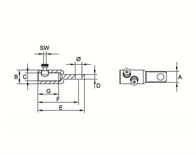 Soulier de câble à vis en aluminium avec guidage de câble centrique