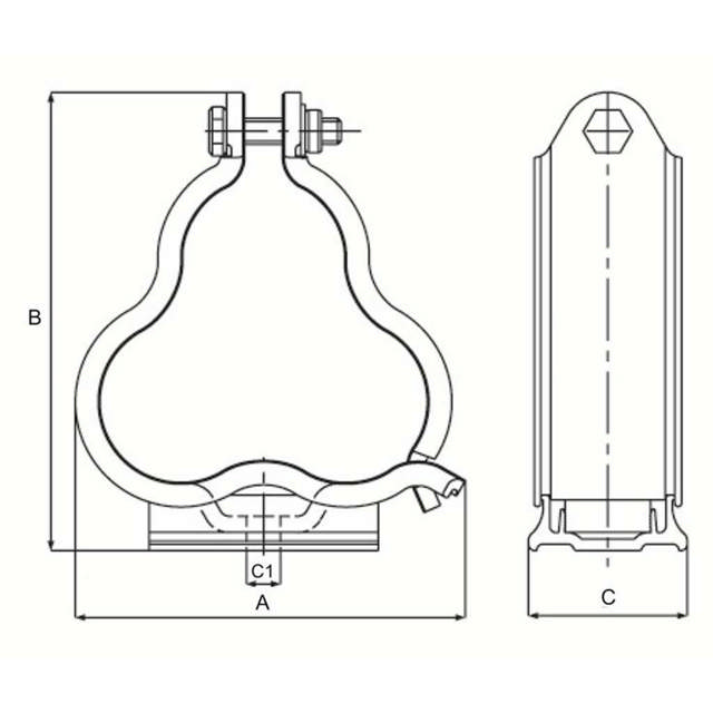 ALPHA Clames en aluminium avec base aluminium