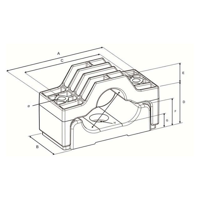Clames en formation trèfle pour câbles, type TRI ECO Trefoil