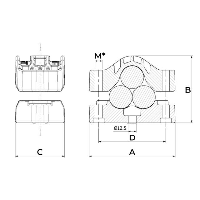 Trident® Clame pour fixation polymère pour câbles en trèfle