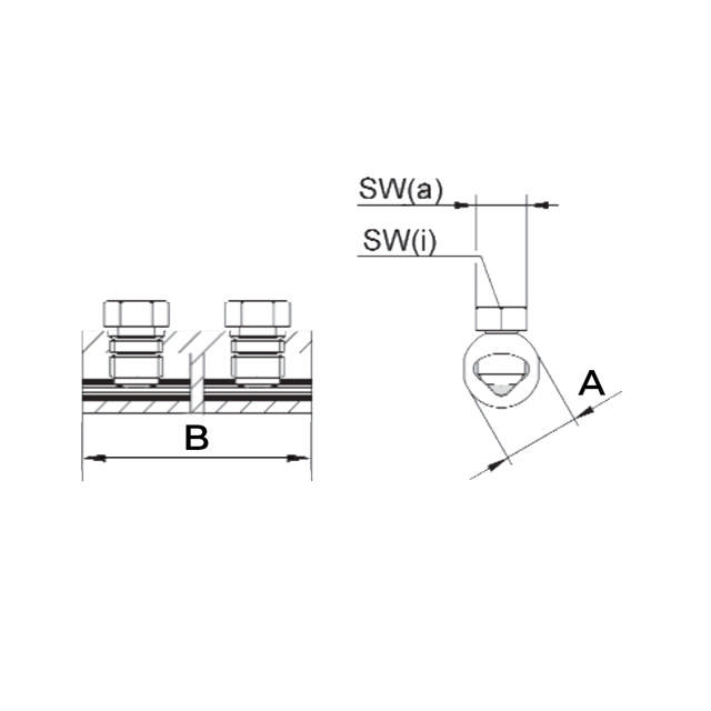Manchons à vis en aluminium avec canal de serrage en forme de secteur